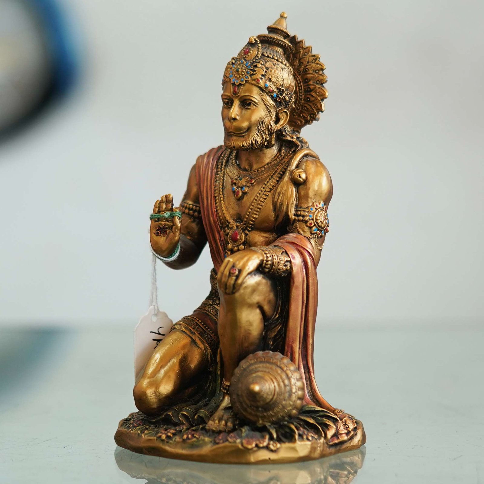 Premium Bronze Sitting Hanuman Murti Perfect for Pooja Room & Spiritual Decor - Image 2